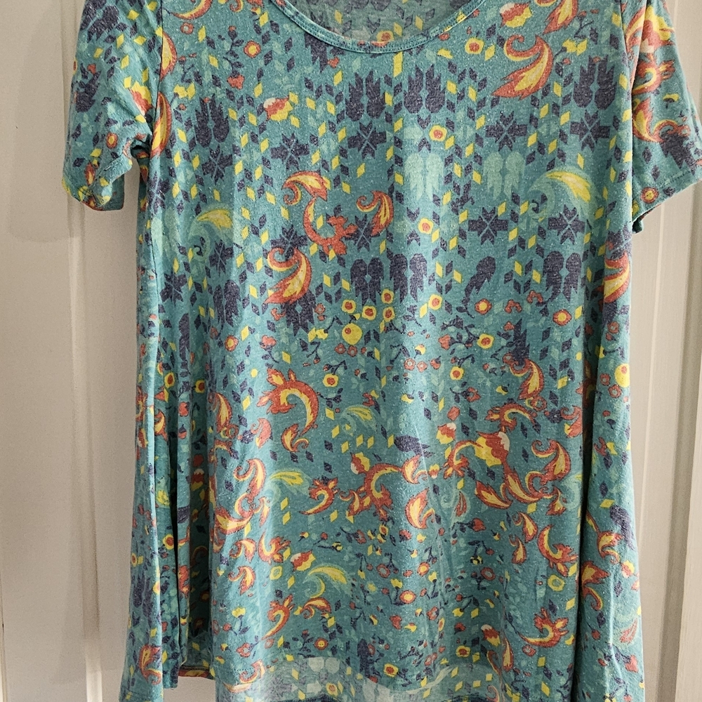 LuLaRoe Short Sleeve Top - Teal and Multicolor Floral
